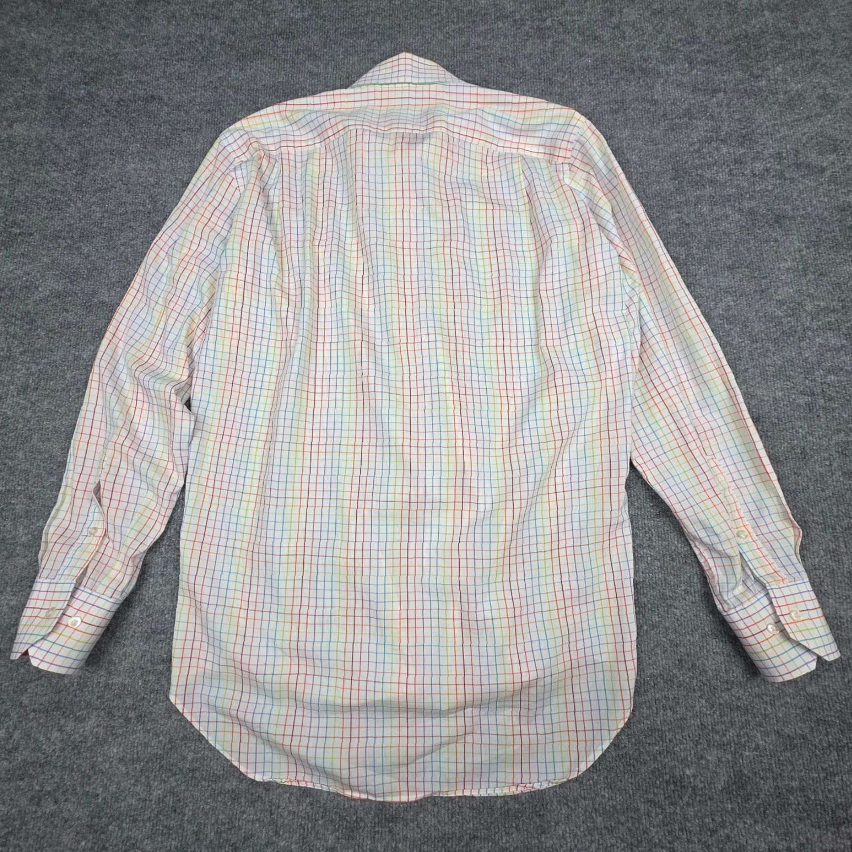Emmett Emmett Dress Shirt Mens 15.5 / 39CM Striped Rainbow Multi Color Collared Long Sleeve Barrel Cuff Blues Mens Size 42R - 4 Thumbnail