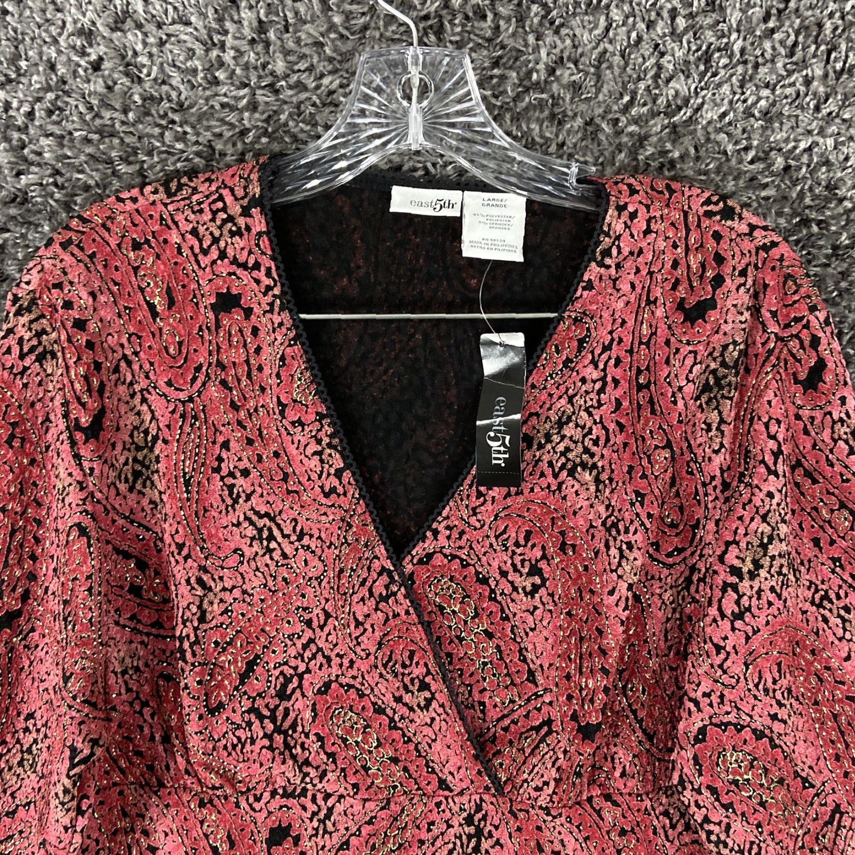 Pinko East 5th Blouse Women's Large Pink Paisley 3/4 Sleeve Womens Size L / US 10 / IT 46 - 5 Thumbnail
