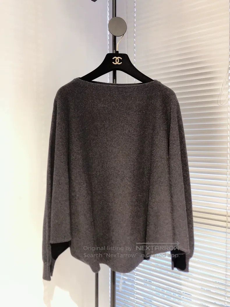 Hermes Hermes Dark grey batwing cashmere knitted sweater top Size XXS / US 00 / IT 34 - 1 Thumbnail