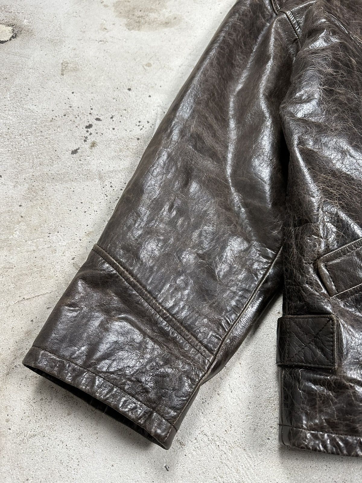 Genuine Leather × Vintage ‼️ Vintage 90s Brown Washed Leather Jacket Size US L / EU 52-54 / 3 - 3 Thumbnail