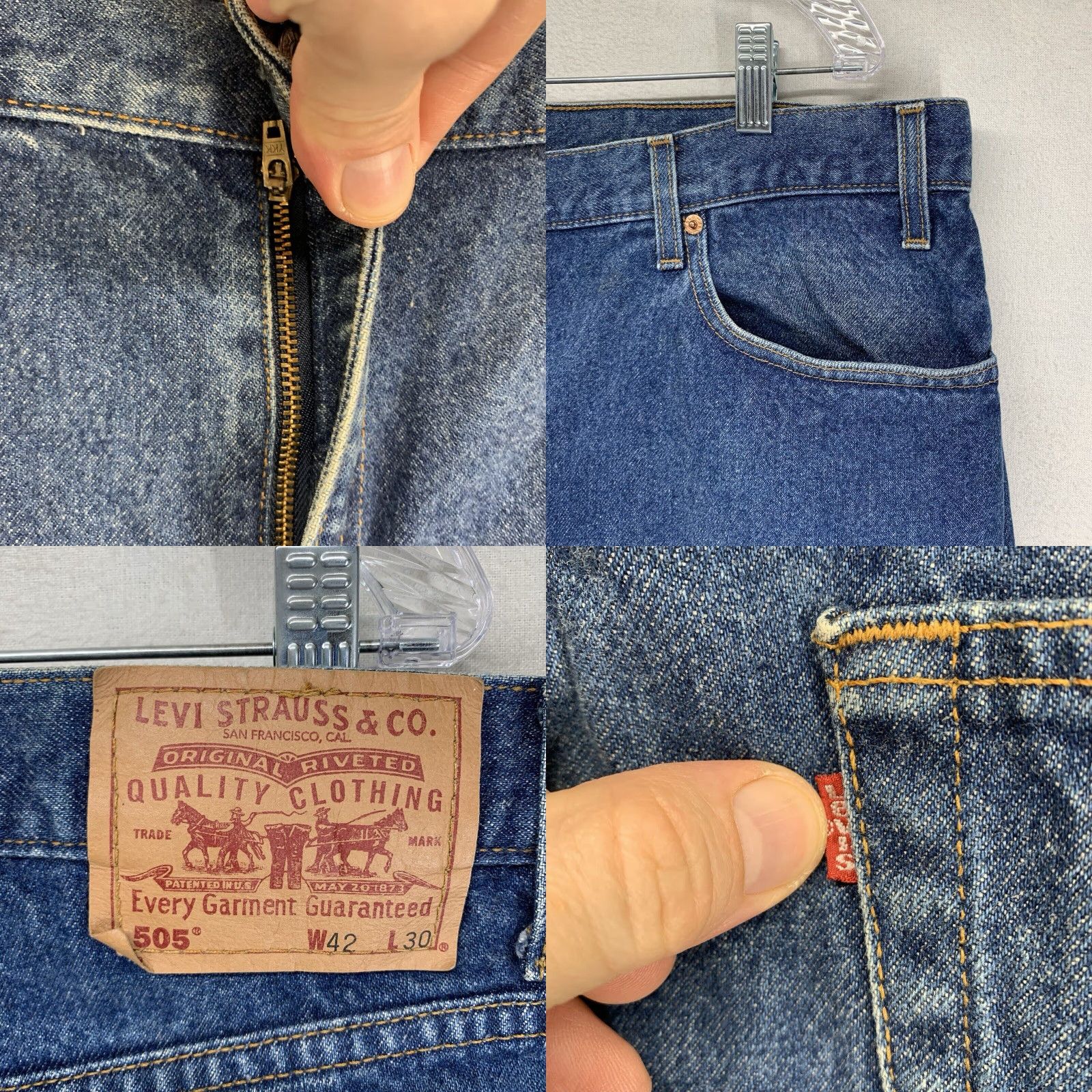 Levi's VINTAGE Levi's 505 Jeans Men's 42x30 Straight Fit Blue Denim 90s Retro Cowboy Size US 42 / EU 58 - 8 Thumbnail
