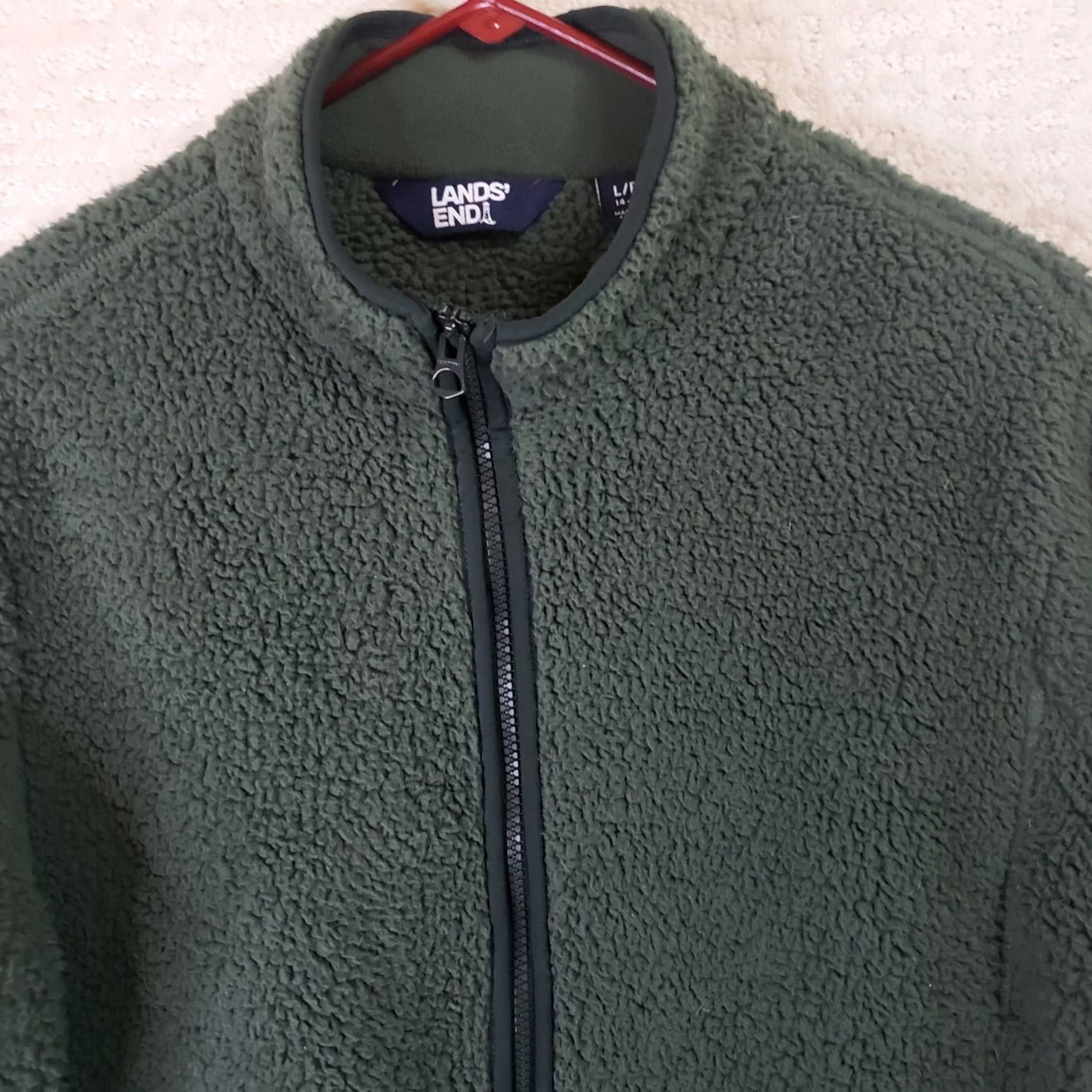 Lands' End Lands' End Womens Jacket Green Full Zip Fleece Pockets Cozy EUC L/P Short Sleeve? (Note: This response seems incorrect) Size L / US 10 / IT 46 - 3 Thumbnail
