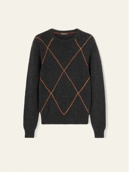 Loro Piana o1w1db10724 Hicks Sweater with Leather Piping in Dark Grey Size US M / EU 48-50 / 2 - 1 Thumbnail