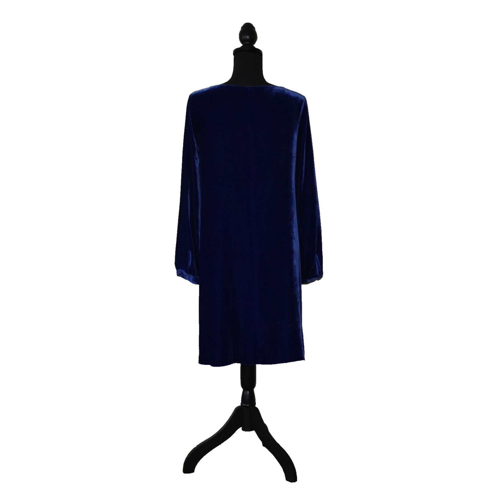 EILEEN FISHER Blue Velvet Long Sleeve Cocktail Dress Size L