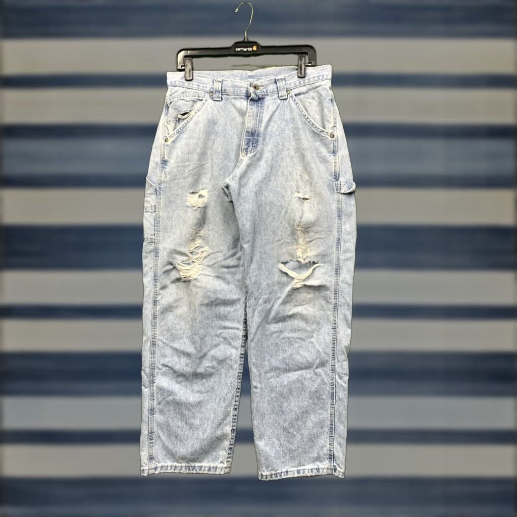Lee VINTAGE Lee Carpenter Jeans Mens 30x29 Baggy Straight Leg Light Wash Grunge y2k 90s Punk Skater Casual Jeans Mens Size US 30 / EU 46 - 1 Thumbnail