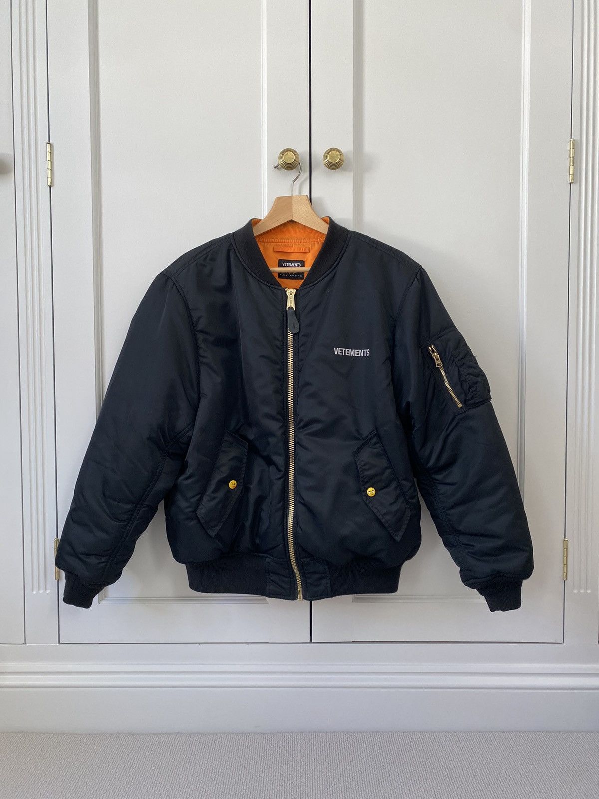 image of Vetements X Alpha Industries Reversible Bomber Jacket in Black, Men's (Size Small)