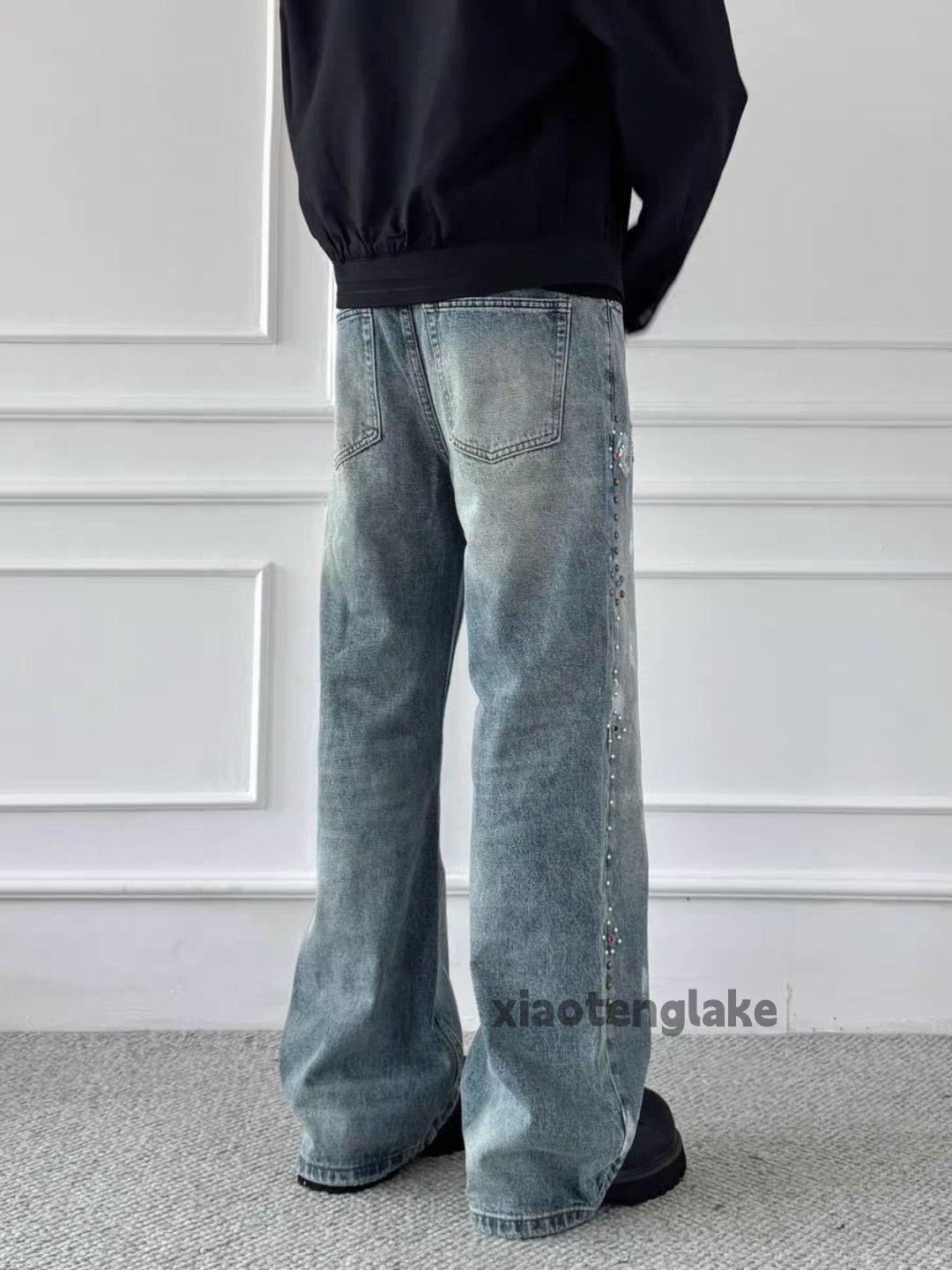 Jean ltx vintage skate hiphop wide leg stain rivet jeans Size US 32 / EU 48 - 6 Thumbnail