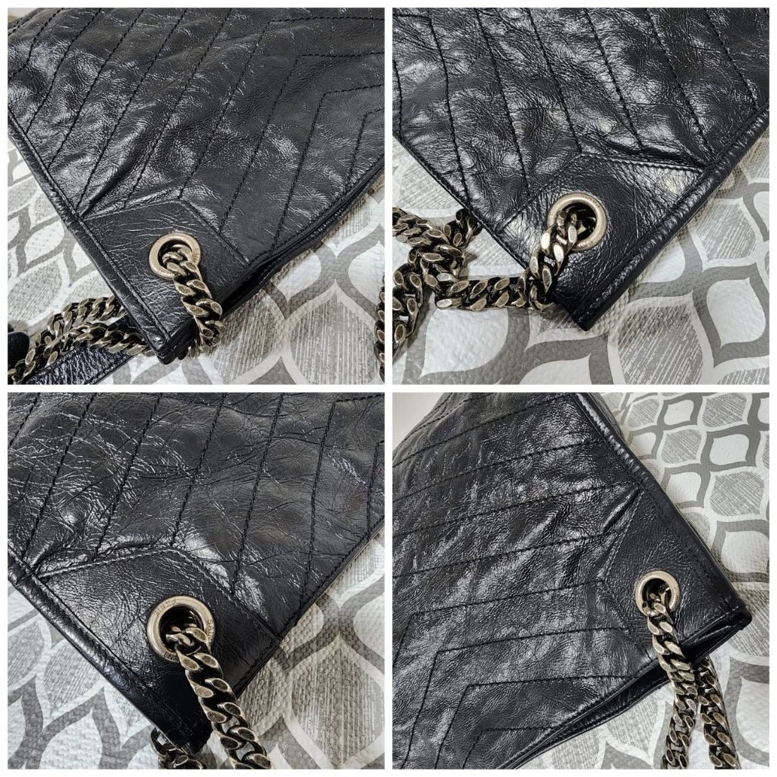 Saint Laurent Paris St Laurent Crinkled Calfskin Matelasse Monogram Large Niki S Size ONE SIZE - 9 Thumbnail