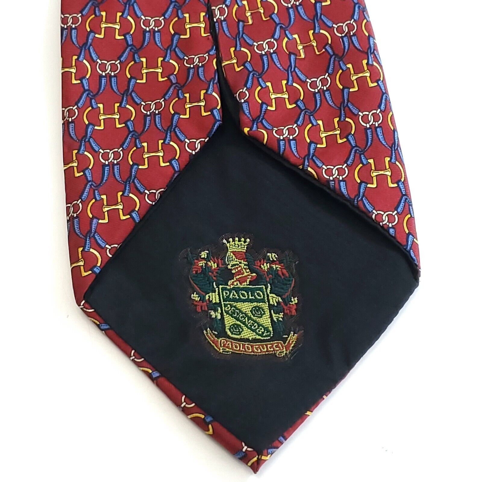 Paolo Gucci Paolo Gucci Silk Tie Red Chains Print Wide Size ONE SIZE - 3 Thumbnail