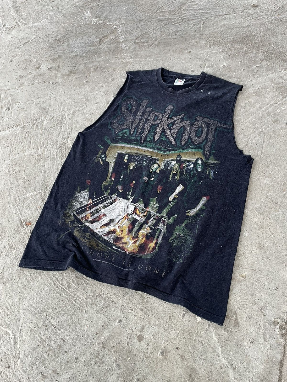 Band Tees × Vintage Vintage 2008 Slipknot Rock Metal Distressed Tour Tank Top Size US L / EU 52-54 / 3 - 2 Thumbnail