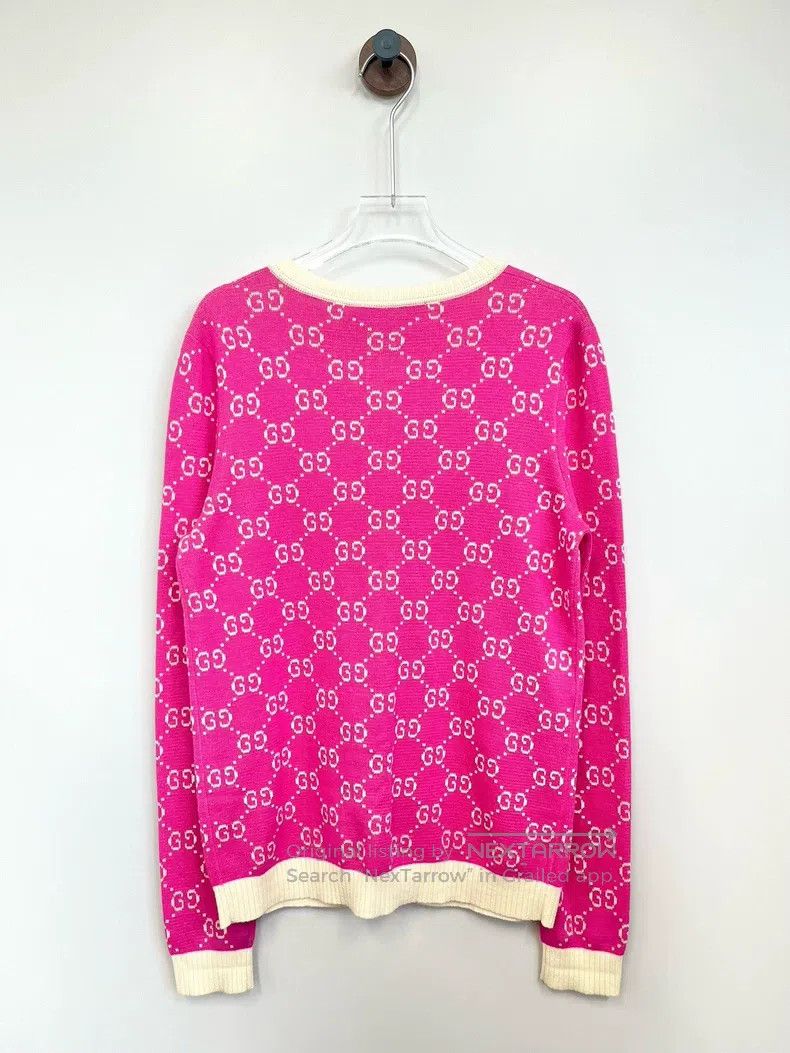 Gucci Gucci Pink GG full-print logo knitted cardigan coat Size S / US 4 / IT 40 - 2 Thumbnail