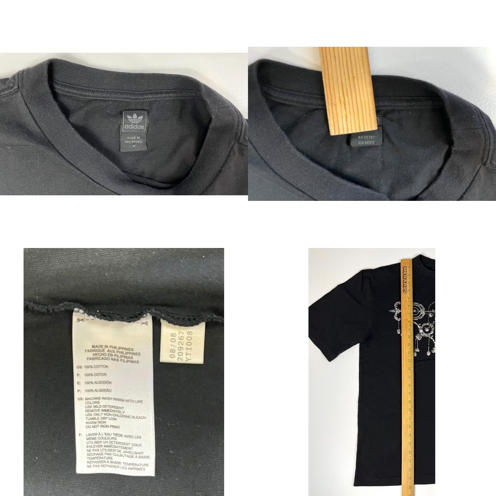 Adidas Adidas Men's Vintage 2008 T-Shirt Sz M Crew Neck Short Sleeve Black Cotton Medallion Clock Trefoil Double-Sided Graphic Print Size US M / EU 48-50 / 2 - 8 Thumbnail