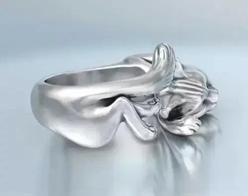 Jewelry Fashion punk gothic adjustable sleeping cat ring Size ONE SIZE - 4 Thumbnail