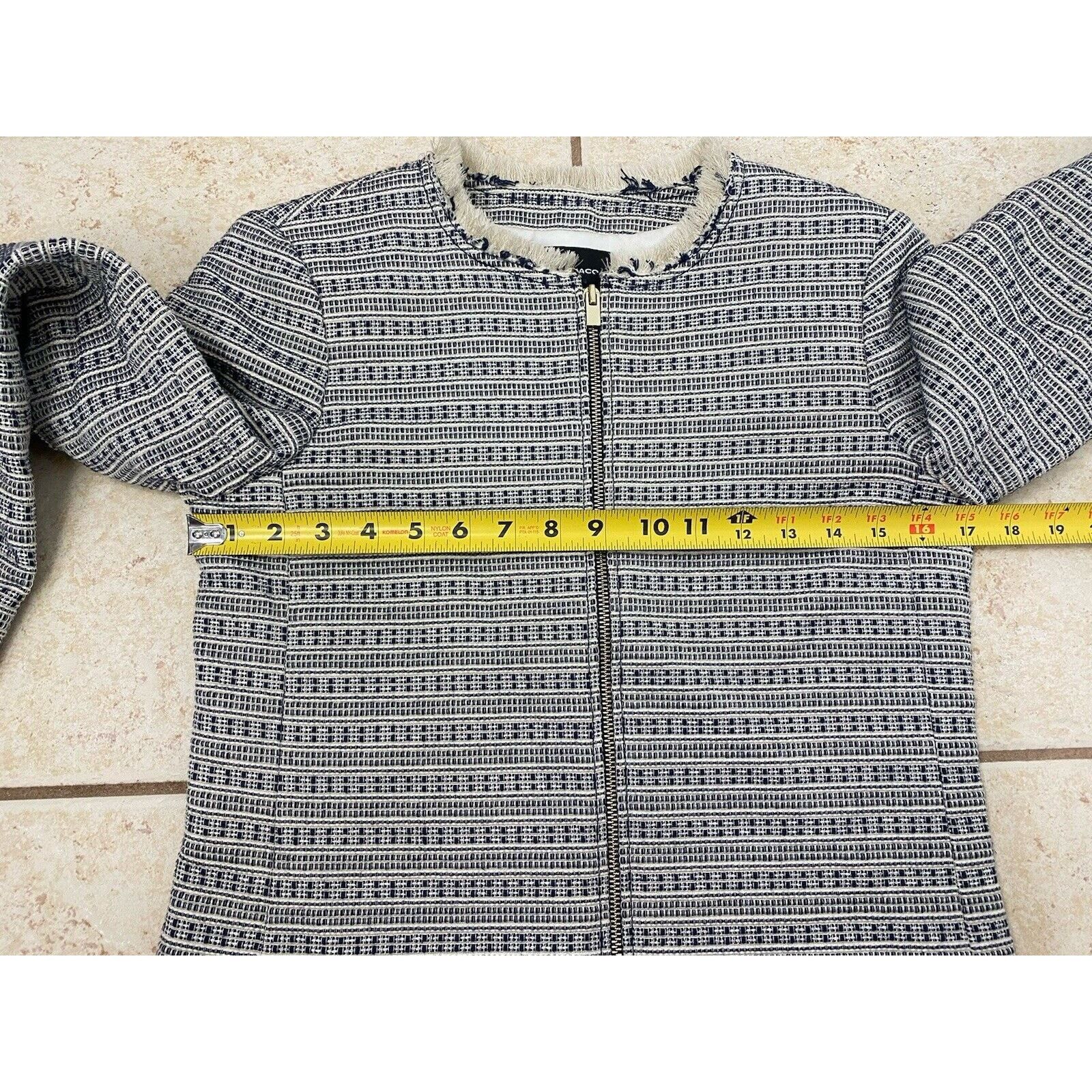 Club Monaco CLUB MONACO Parelle Manteaux Cropped Zip Jacket Tweed Bows Size XS / US 0-2 / IT 36-38 - 10 Thumbnail
