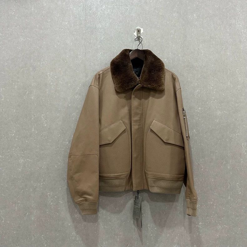 Dior Dior Solid color short fur collar leather jacket Size US L / EU 52-54 / 3 - 1 Thumbnail