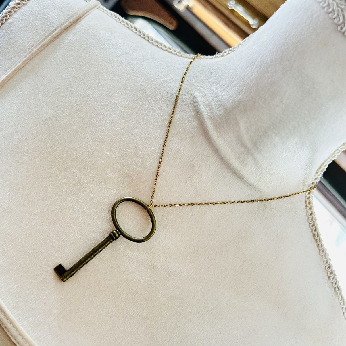Handmade Handcrafted brass skeleton key pendant on chain necklace Size ONE SIZE - 1 Thumbnail