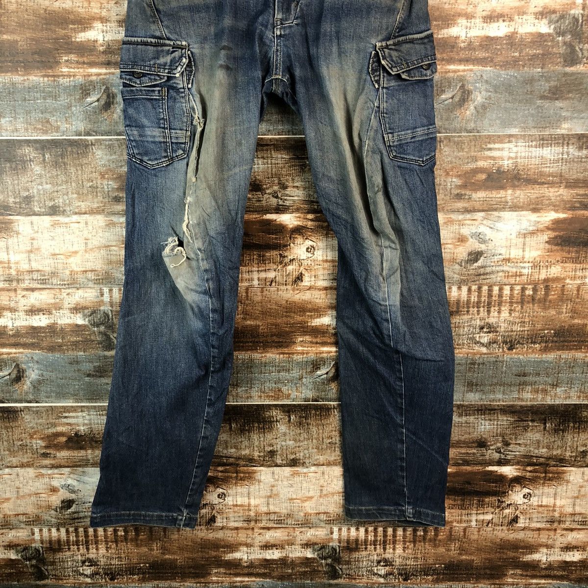 Japanese Brand Even River Blue Distressed ripped Denim Pants #A2150 Size US 30 / EU 46 - 3 Thumbnail