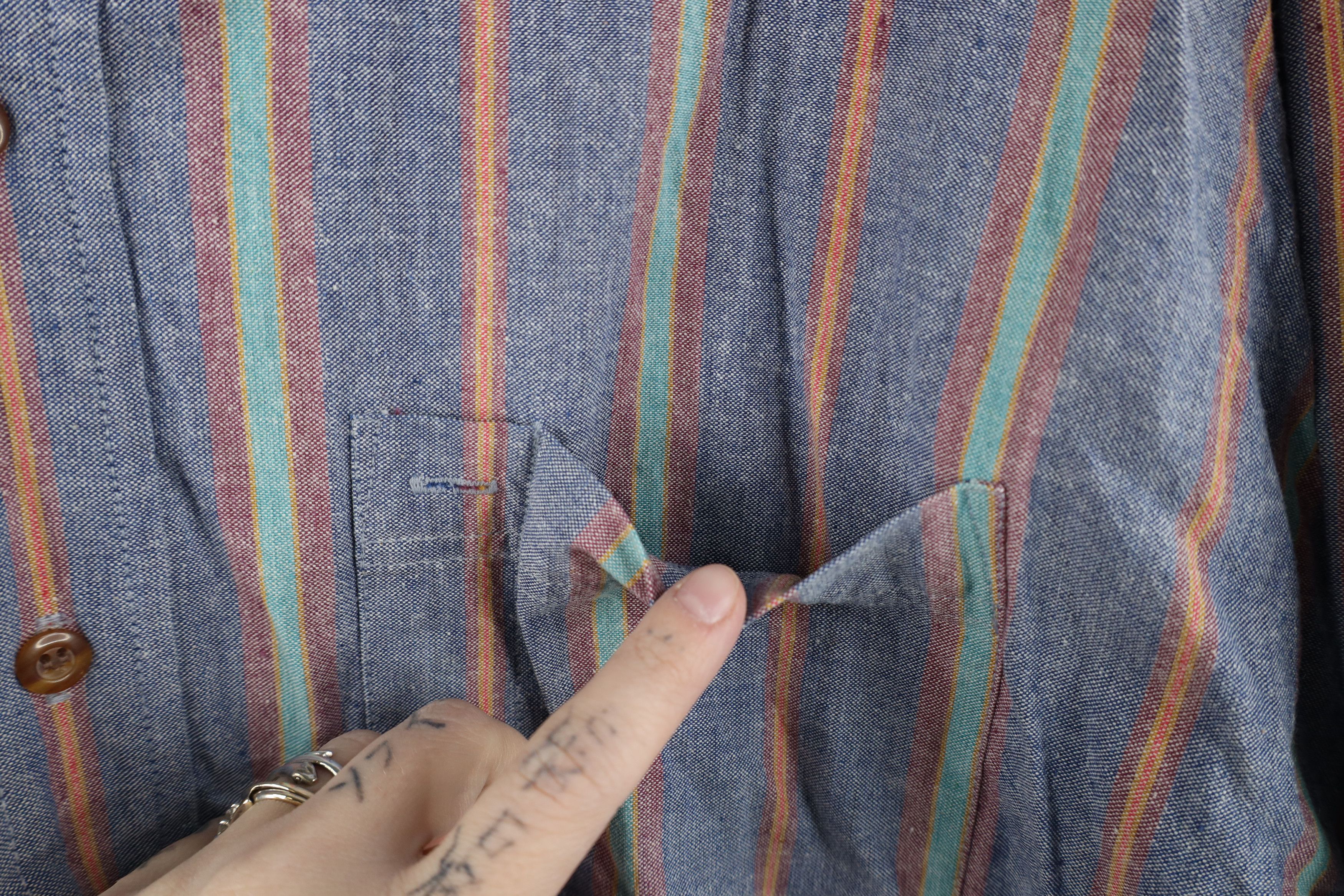 Vintage Vintage 90s Needle Rainbow Striped Oxford Button Down Shirt Size US XXL / EU 58 / 5 - 5 Thumbnail