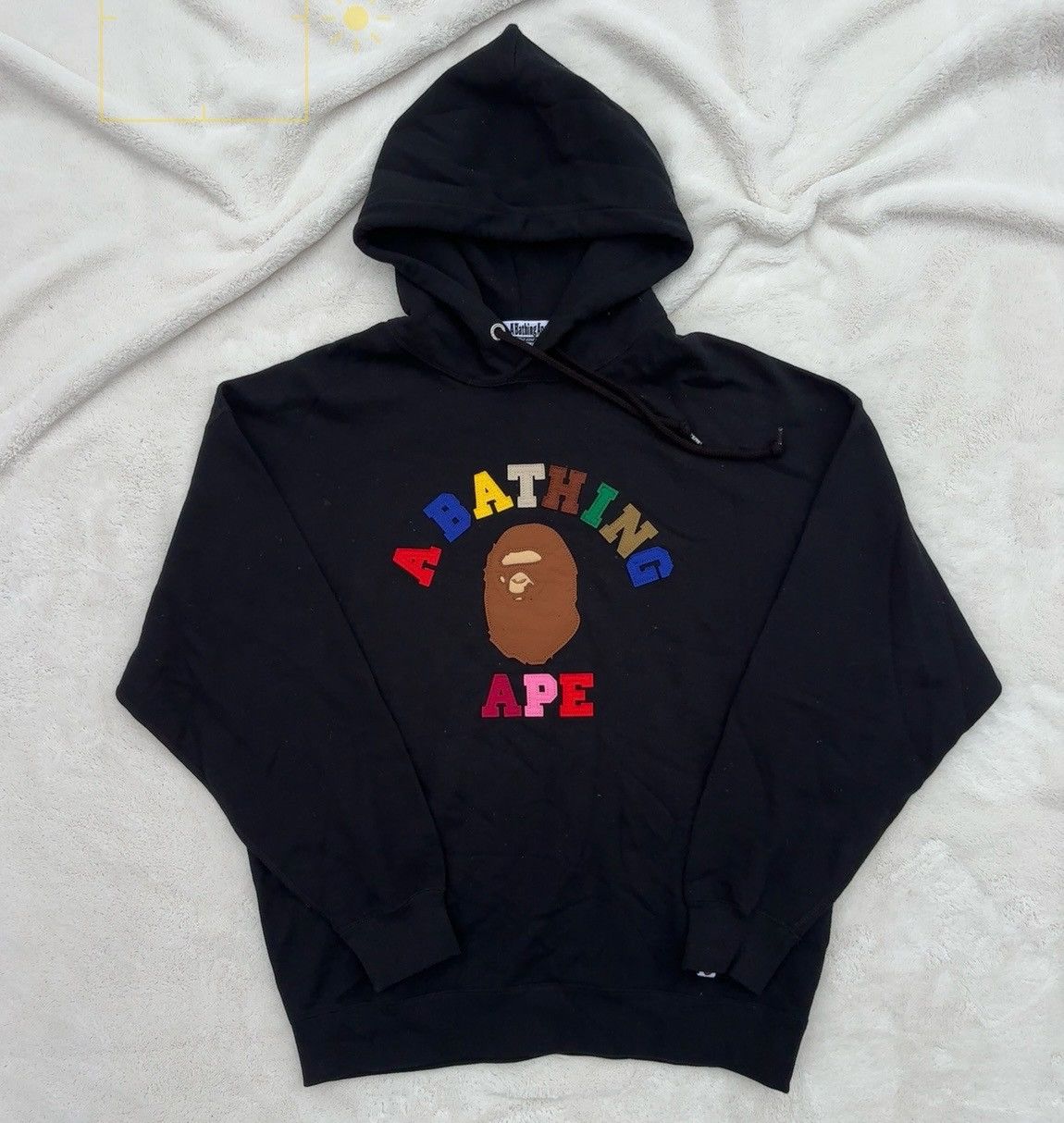 Bape Bape Black Rainbow Stiched College Hoodie Grailed