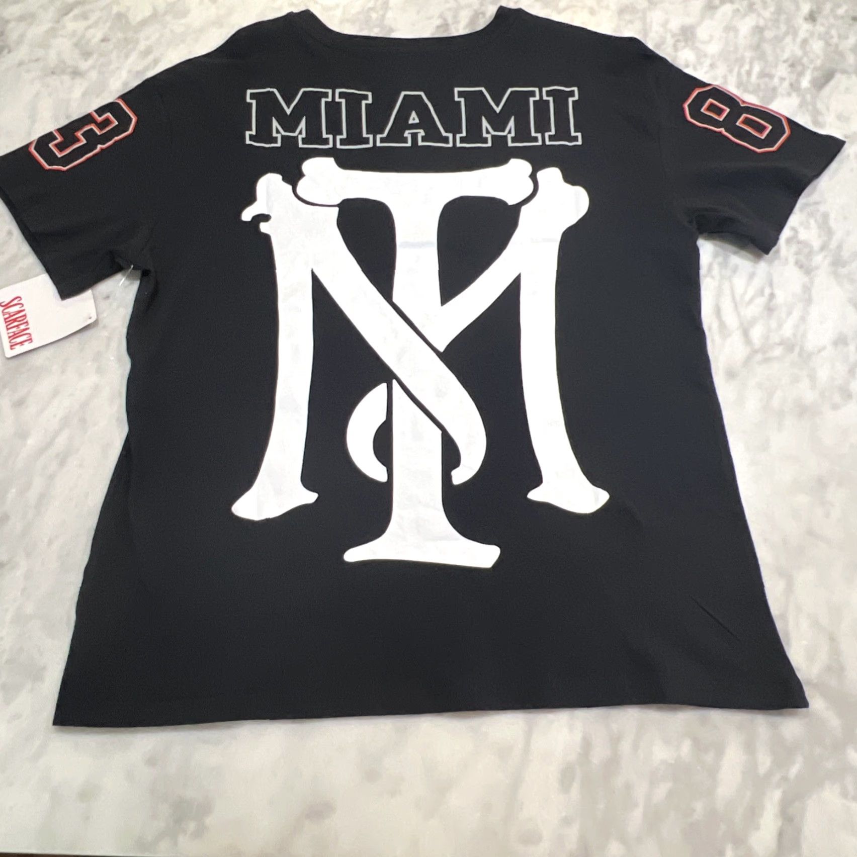 Vintage Scarface Tony Montana Graphic T-Shirt Men M ‘83 On Sleeves Miami Back NWT Shirt Men M Black Graphic Print 80s Movie Tony Montana NWT Size US M / EU 48-50 / 2 - 6 Thumbnail