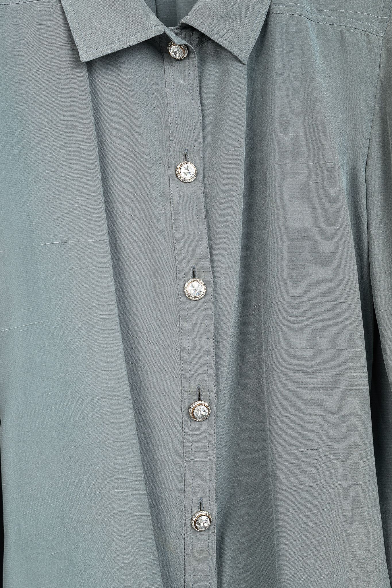 Valentino Valentino Boutique Vintage Shantung Satin Buttoned Blouse Size L / US 10 / IT 46 - 8 Thumbnail