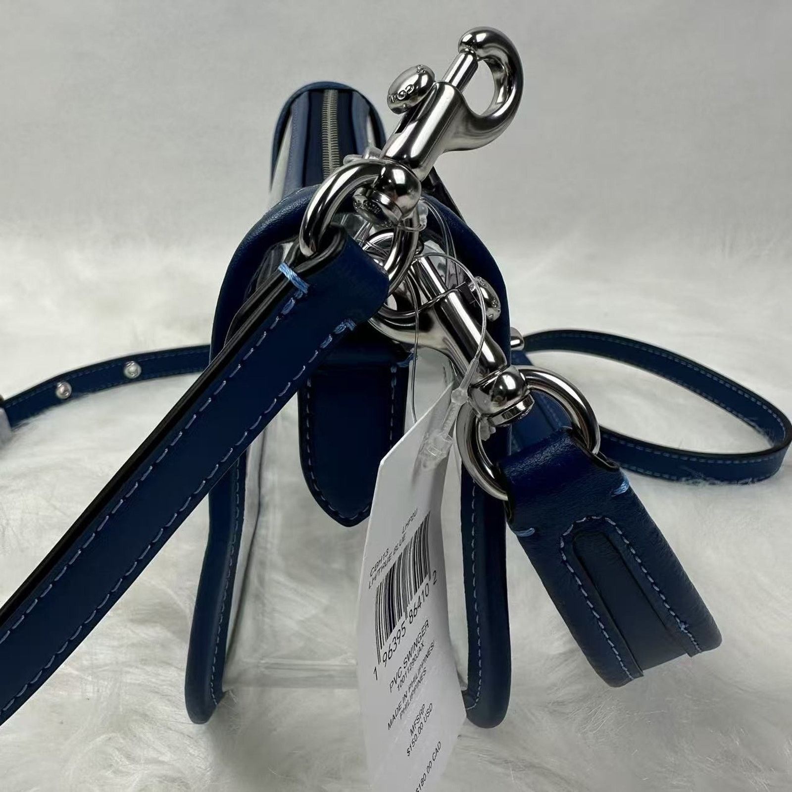 Coach Coach Stadium Swinger Clear PVC Dust CBH13 Silver/True Blue Size ONE SIZE - 6 Thumbnail
