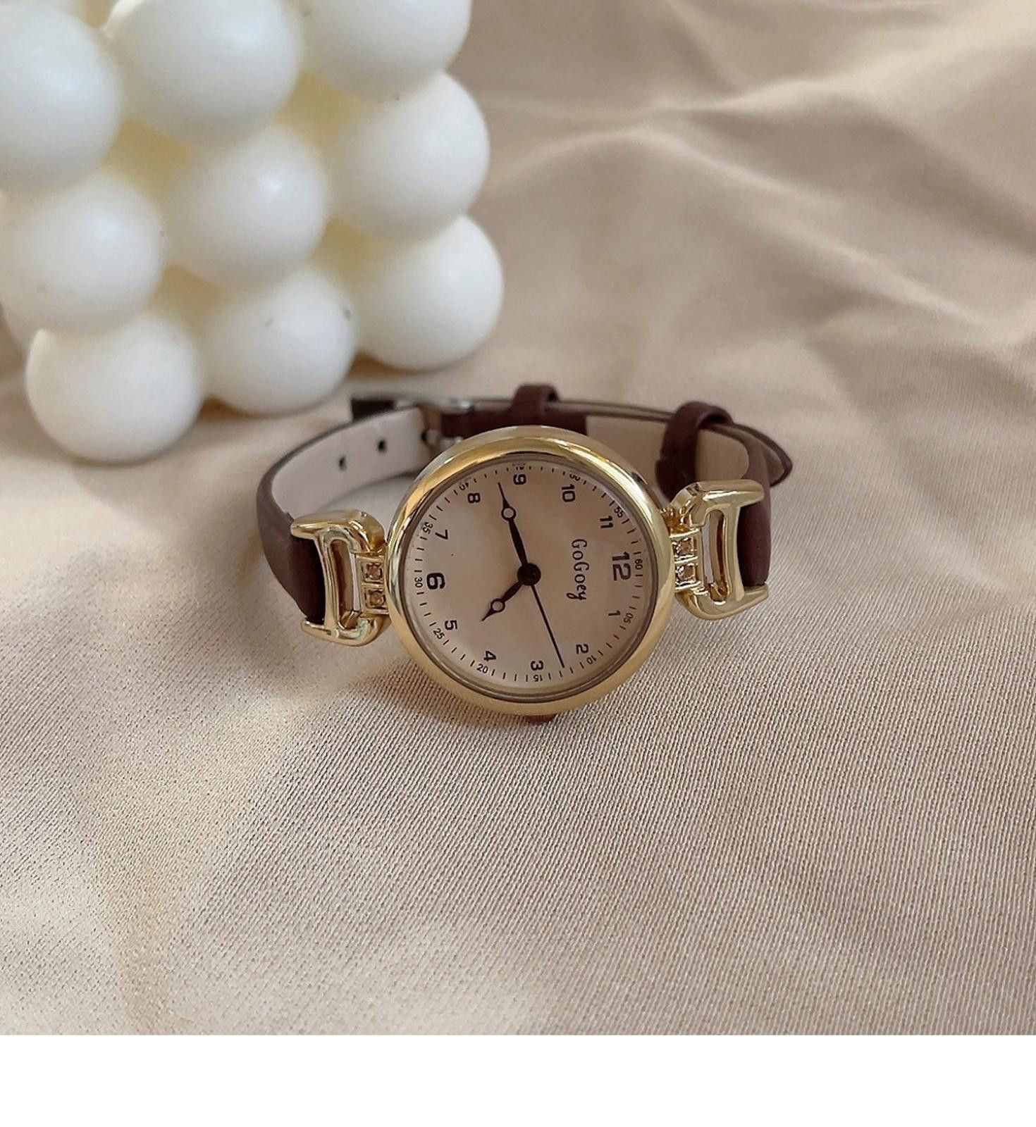Jewelry Brown Leather Strap Classic Round Dial Wristwatch Size ONE SIZE - 9 Thumbnail