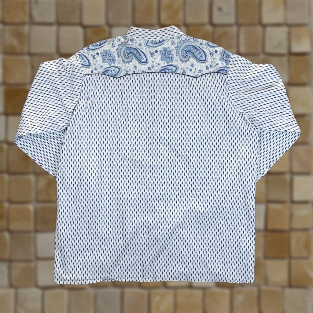 Vintage VINTAGE MISTRAL Western Shirt Floral Paisley Blue XL XXL Men Button-Up Long Sleeve 80s FRAME Size US XL / EU 56 / 4 - 1 Thumbnail