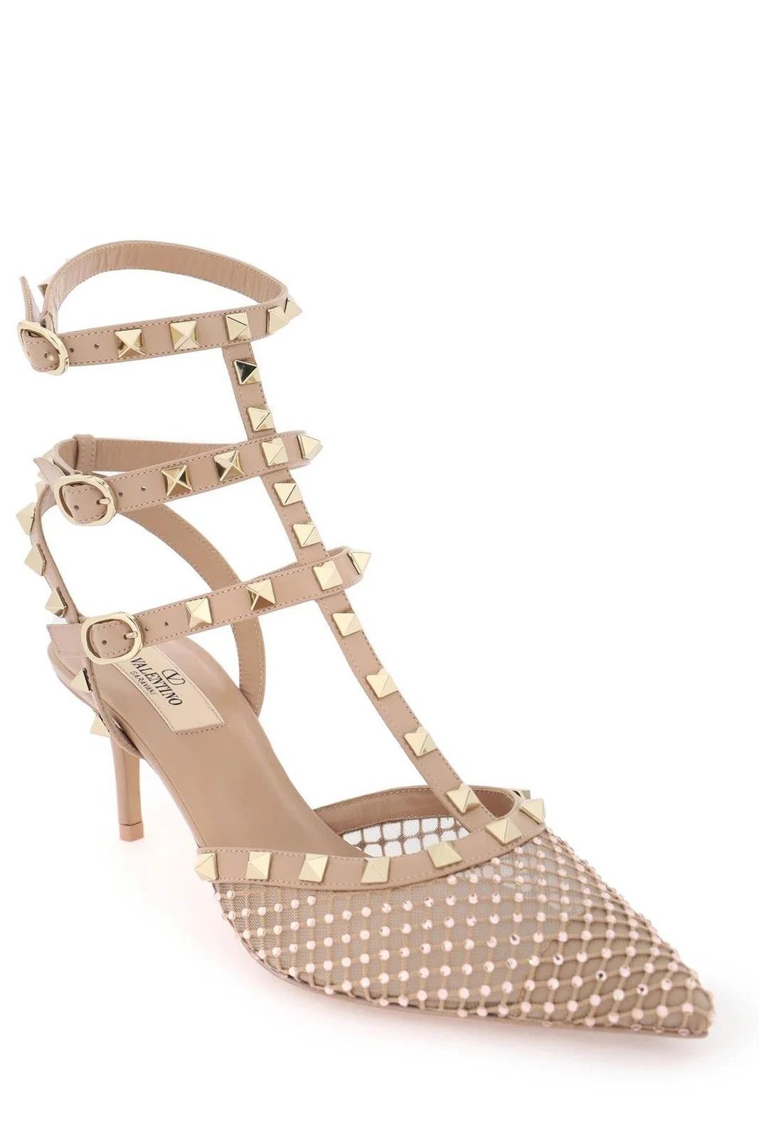 Valentino o1s22i1n0924 Mesh Rockstud Crystals Pumps in Neutro Size US 10 / IT 40 - 2 Thumbnail