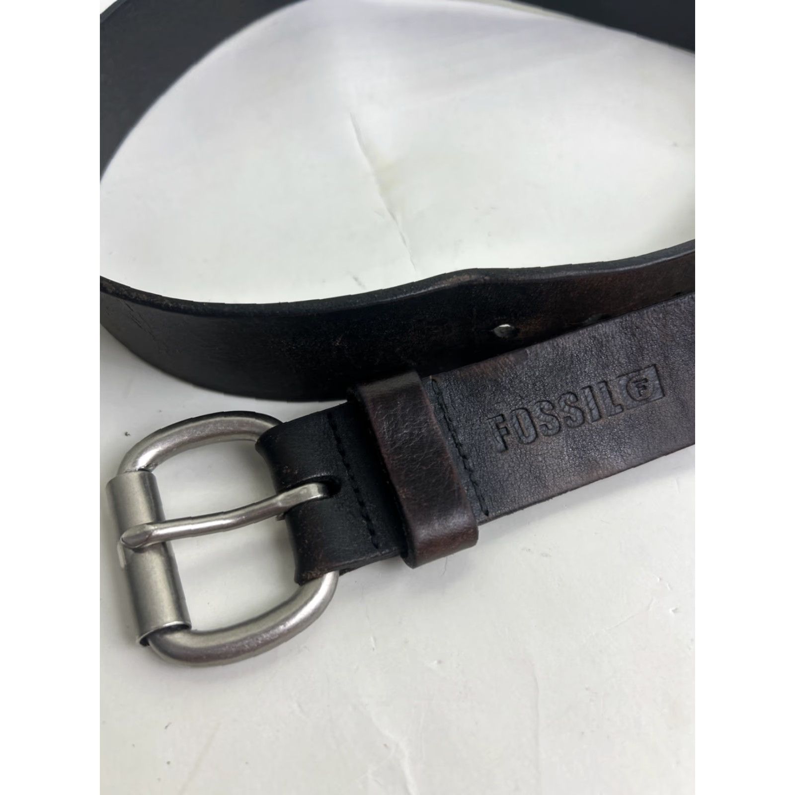 Fossil Fossil Belt Men Leather Brown Size 36 Letter Imprint Cowhide Buckle Size 36 - 2 Thumbnail