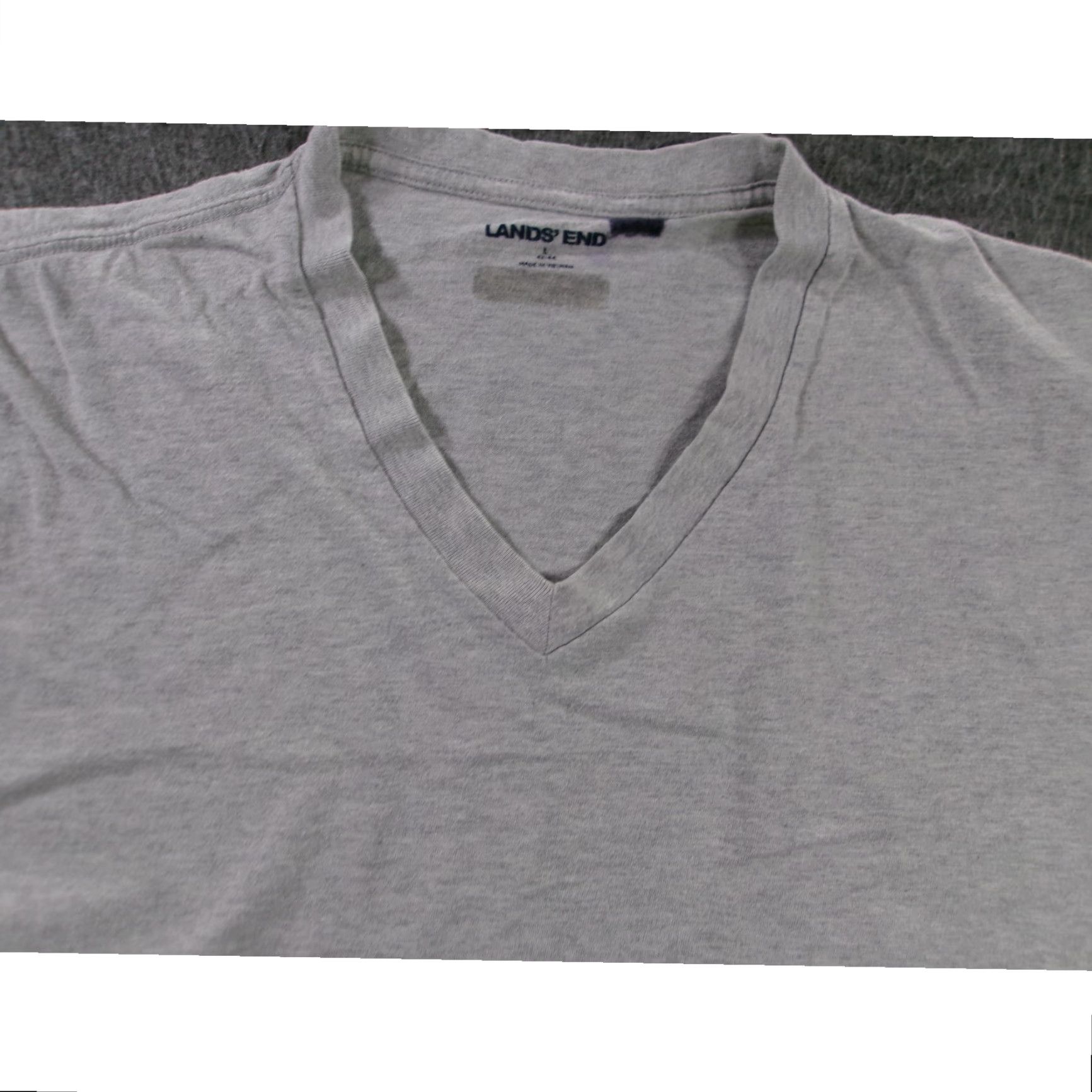 Lands' End Lands' End Shirt Mens Large Grey V Neck Short Sleeve Minimalist Casual Basic Size US L / EU 52-54 / 3 - 2 Thumbnail