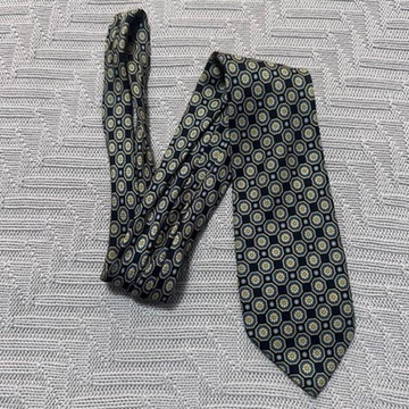 Vintage Vintage Giofer black and yellow geometric print silk tie Size ONE SIZE - 1 Thumbnail
