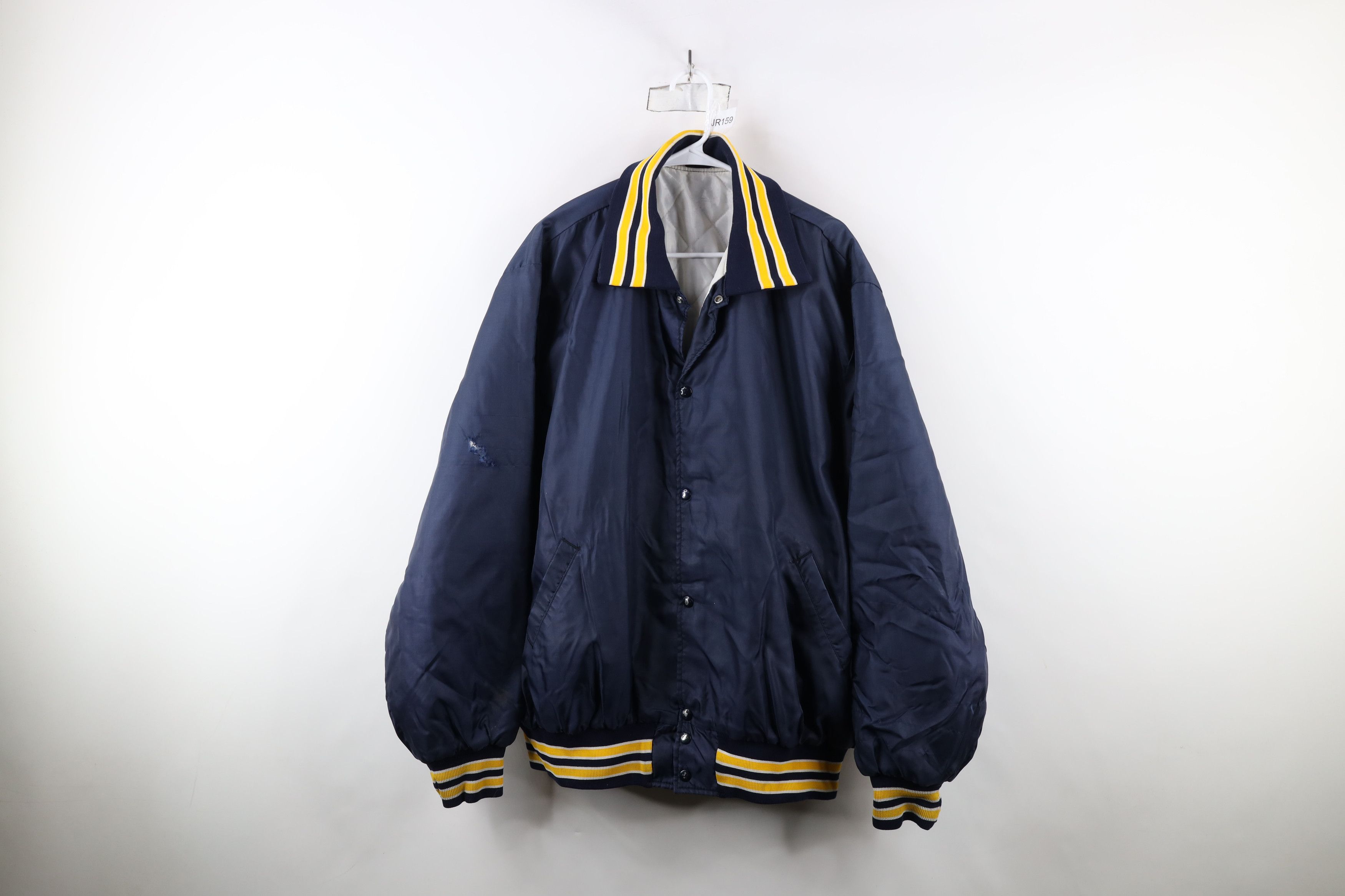 Vintage Vintage 80s 90s Streetwear Quilted Button Bomber Jacket Blue Size US XXL / EU 58 / 5 - 1 Thumbnail