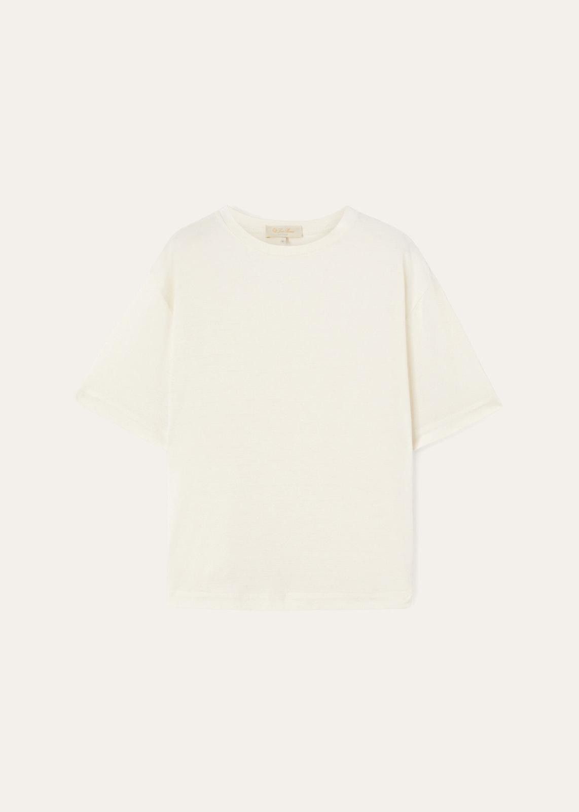 Loro Piana o1srvl11e1024 Cocooning Short Sleeve T-Shirt in White Size M / US 6-8 / IT 42-44 - 1 Thumbnail
