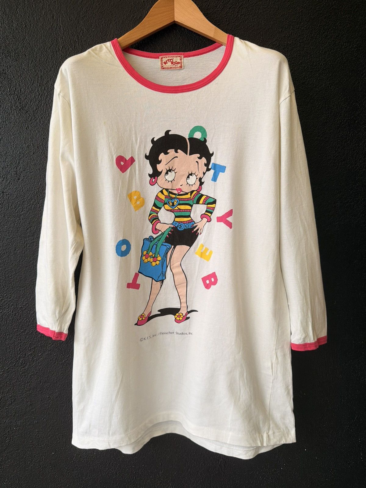 Vintage 90s Betty Boop Oversized Ringer Long Sleeve Shirt