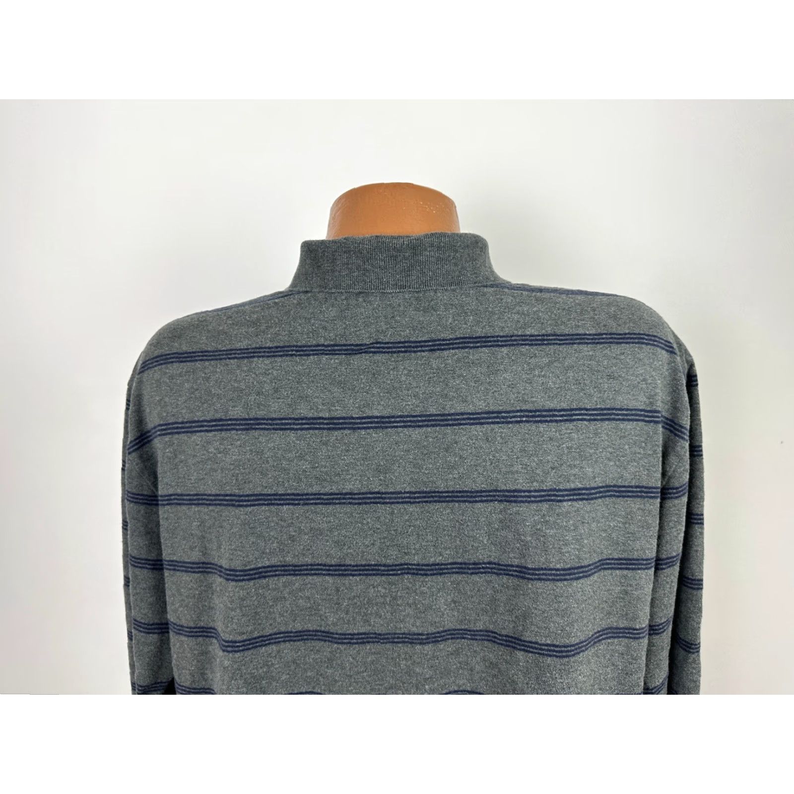Polo Ralph Lauren VINTAGE Polo Ralph Lauren Polo Shirt Men XL Gray Navy Striped 90s Preppy Midweight Jersey Mens XL Gray Polo Size US XL / EU 56 / 4 - 7 Thumbnail