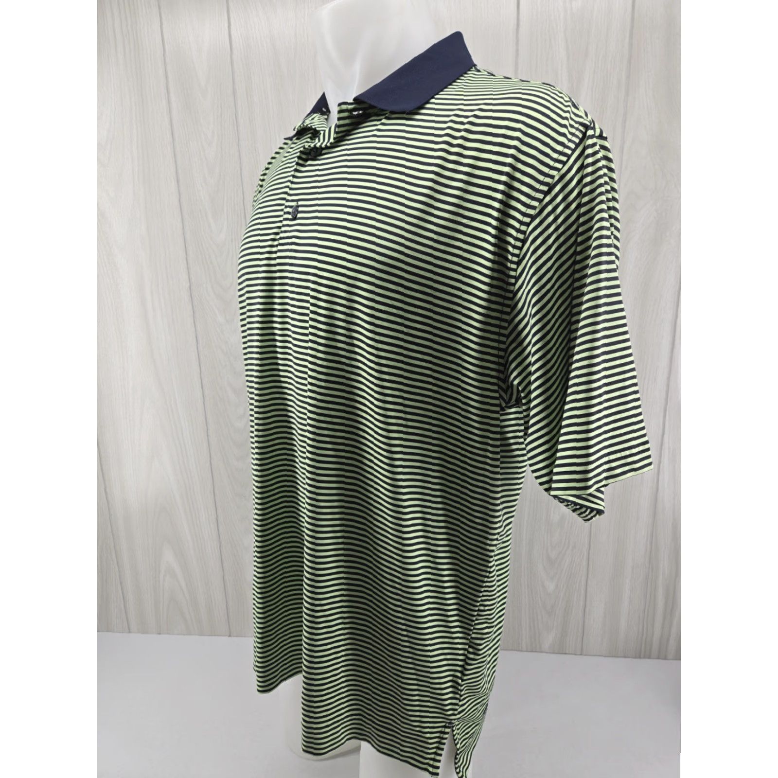 Footjoy FootJoy Polo Mens L Green Black Striped Golf Collared Short Sleeve Button Shirt Size US L / EU 52-54 / 3 - 3 Thumbnail