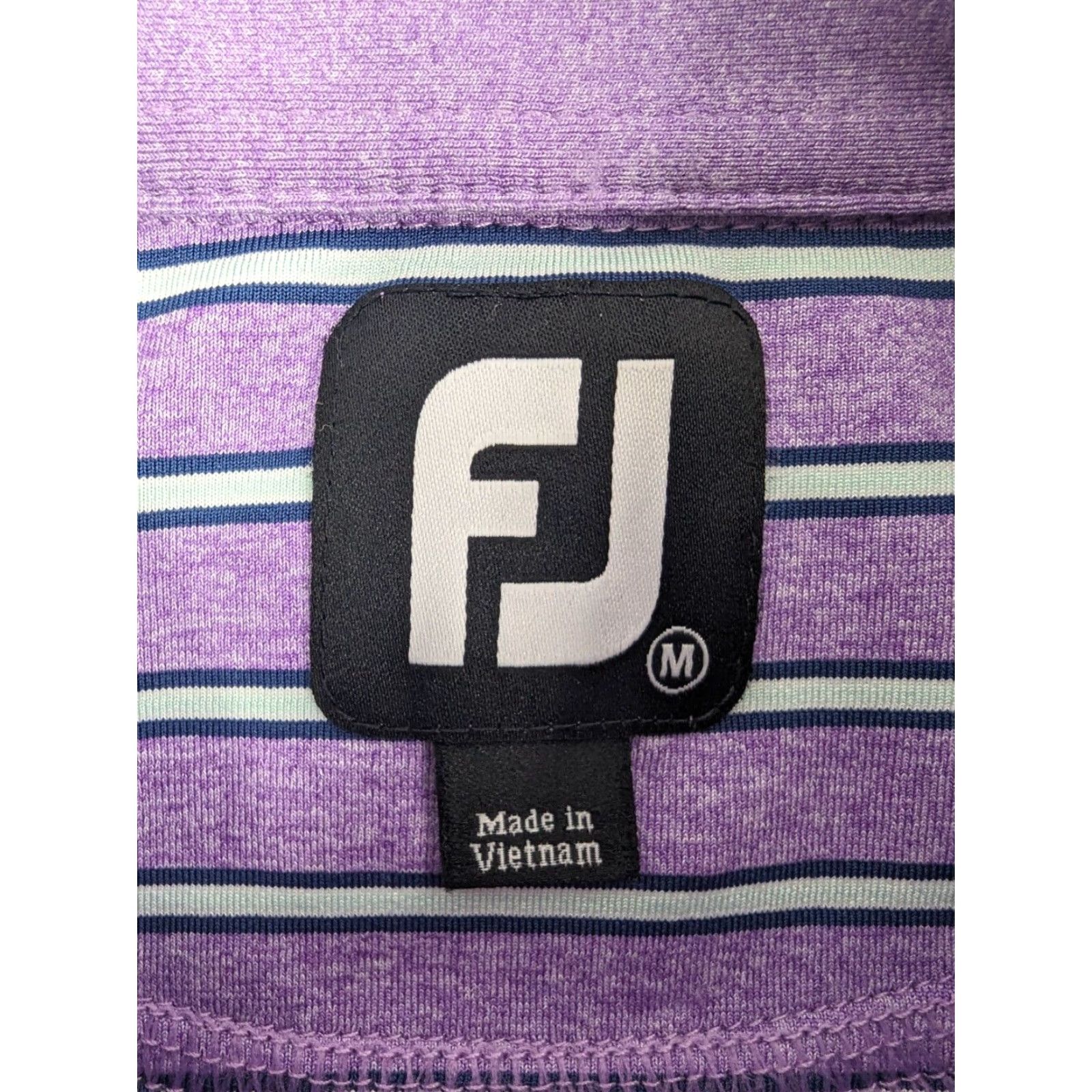 Footjoy FootJoy Polo Shirt Mens M Purple Striped Golf Breathable Stretch Easy Care Short Sleeve - Preppy Casual Activewear Size US M / EU 48-50 / 2 - 6 Thumbnail