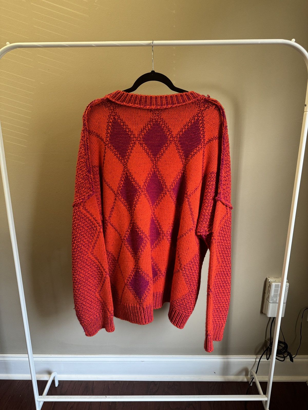 Versace Versace Runway Logo-Appliqué Argyle Knit Sweater Jumper Size US XL / EU 56 / 4 - 3 Thumbnail