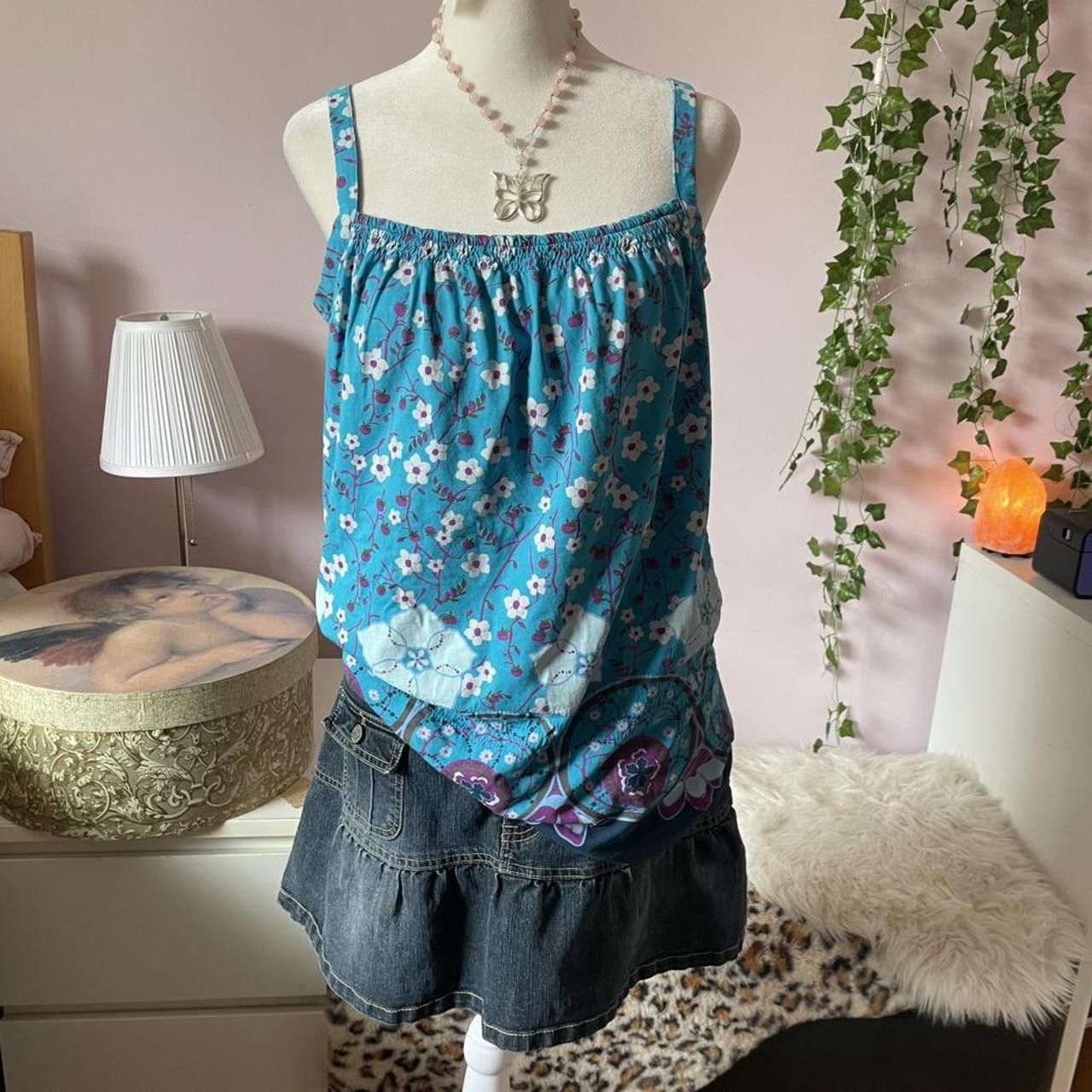 Esprit 2000s Esprit blue floral and apple print tank top Size L / US 10 / IT 46 - 7 Thumbnail