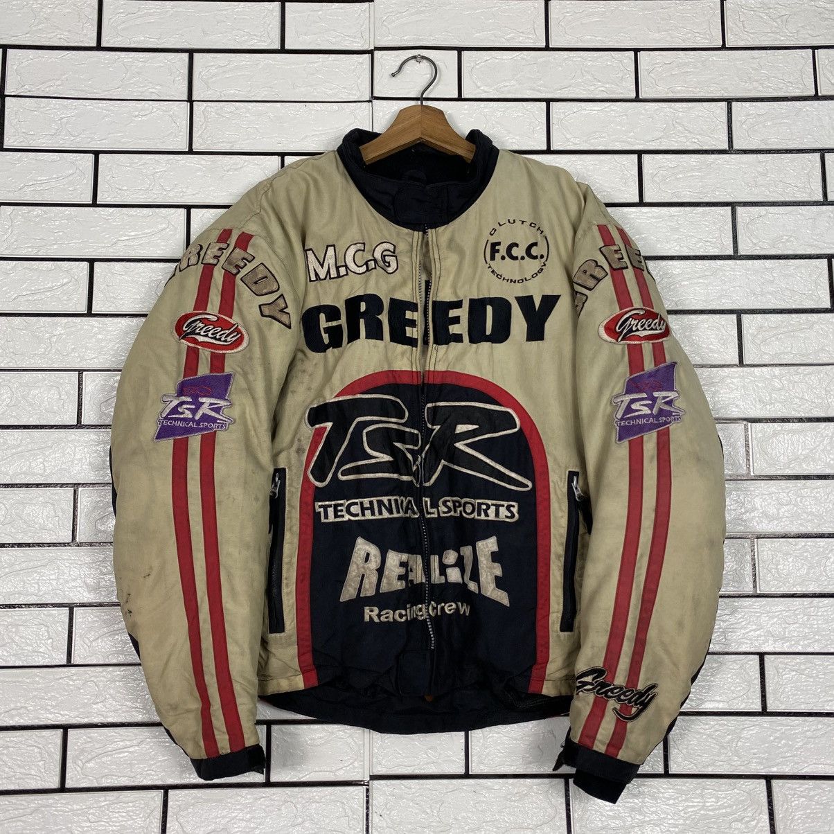 Japanese Brand Vintage Biker Jacket Cafe Racer Greedy Big Logo Size US L / EU 52-54 / 3 - 2 Thumbnail