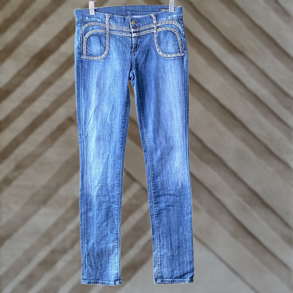 Citizens Of Humanity Citizens Of Humanity Womens Jeans Blue Low Rise Straight Studded Stretch 28 Jeans Women's 28 Blue Studded Straight Mid Rise Casual Womens Size 28" / US 6 / IT 42 - 1 Thumbnail