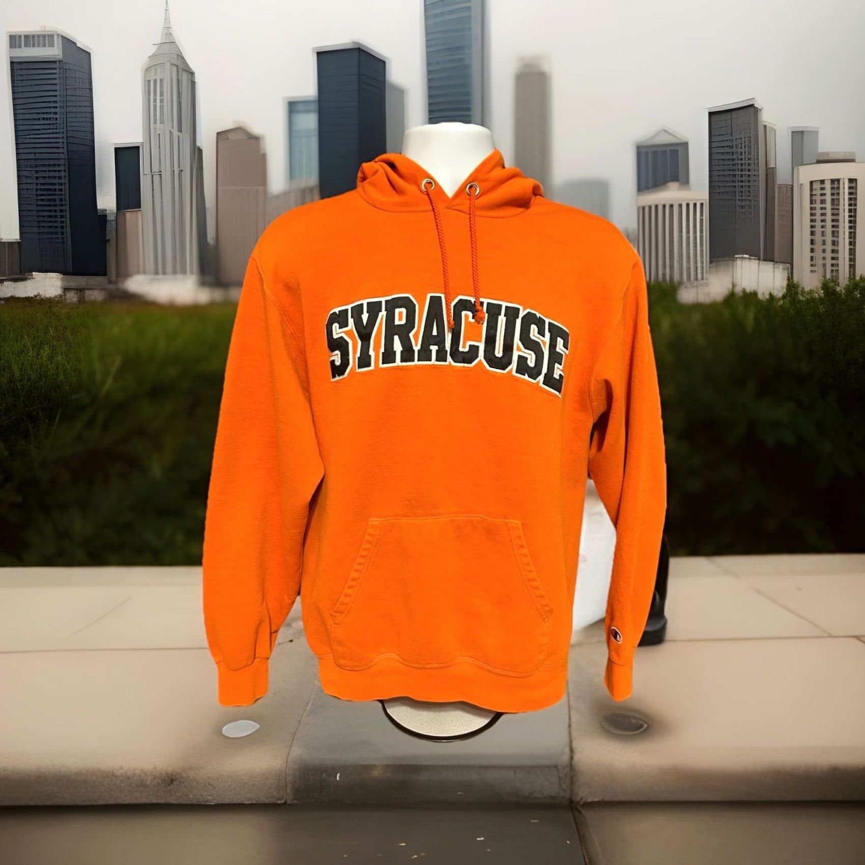 Champion VTG Syracuse University Hoodie Adult Medium Orange Drawstrings Kangaroo Pocket Champion Pullover Hooded Sweatshirt Size US M / EU 48-50 / 2 - 7 Thumbnail