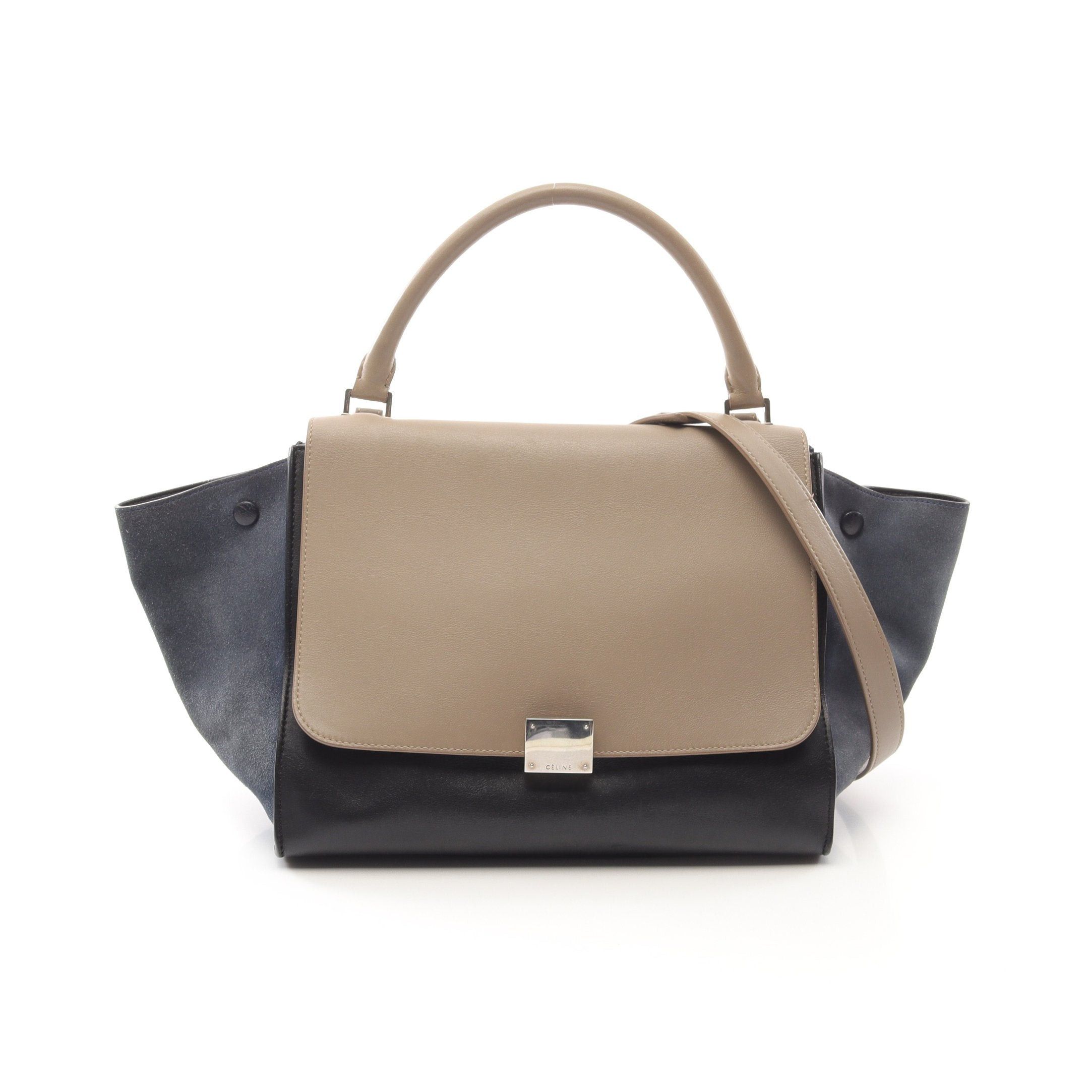 Celine Celine Trapeze Medium Handbag Leather Suede Gray Beige Black Blue Size ONE SIZE - 1 Thumbnail