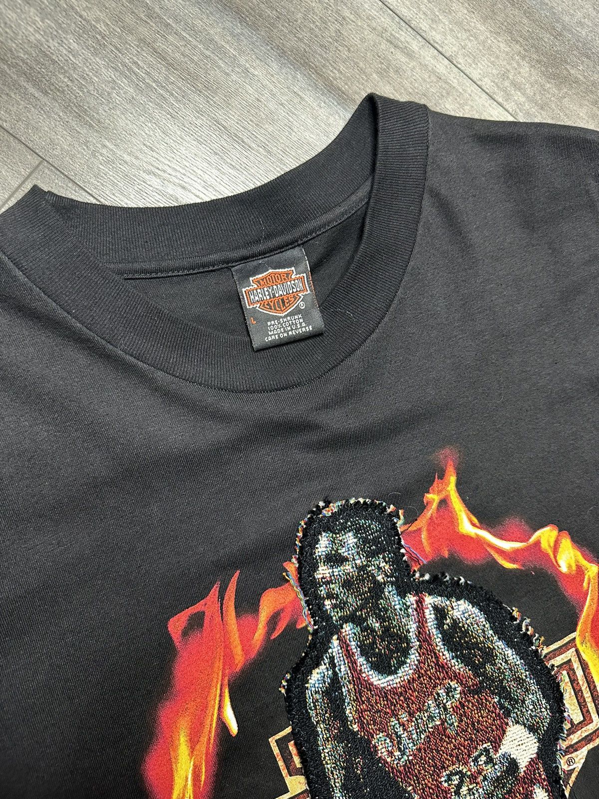 Harley Davidson Vintage 90s 1998 Harley Davidson Jordan “Ring of Flame” Tee Size US L / EU 52-54 / 3 - 3 Thumbnail