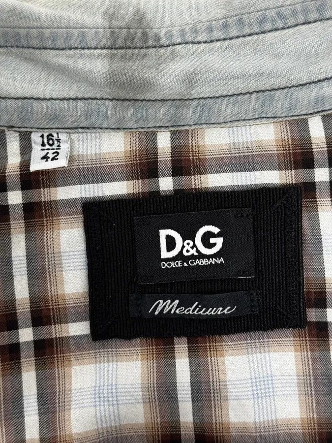 Dolce & Gabbana 2000s Dolce & Gabbana Cargo Hybrid Checkered Brown & White Shirt Size US M / EU 48-50 / 2 - 11 Thumbnail