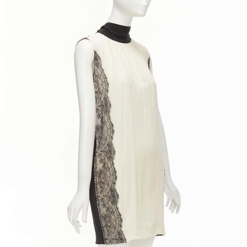 Dolce & Gabbana Dolce & Gabbana Silk Lace Shift Dress IT 42 Black Beige Size S / US 4 / IT 40 - 1 Thumbnail
