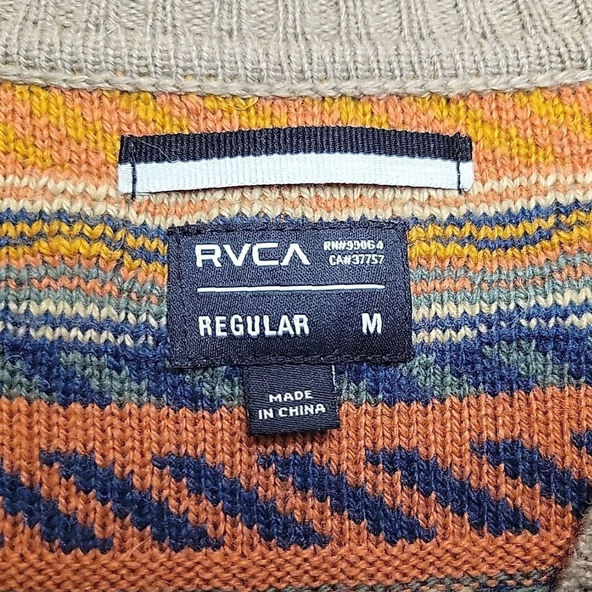 RVCA RVCA Cardigan Sweater Mens Medium Green Geometric 3D Knit Ribbed V-neck Button Size US M / EU 48-50 / 2 - 5 Thumbnail