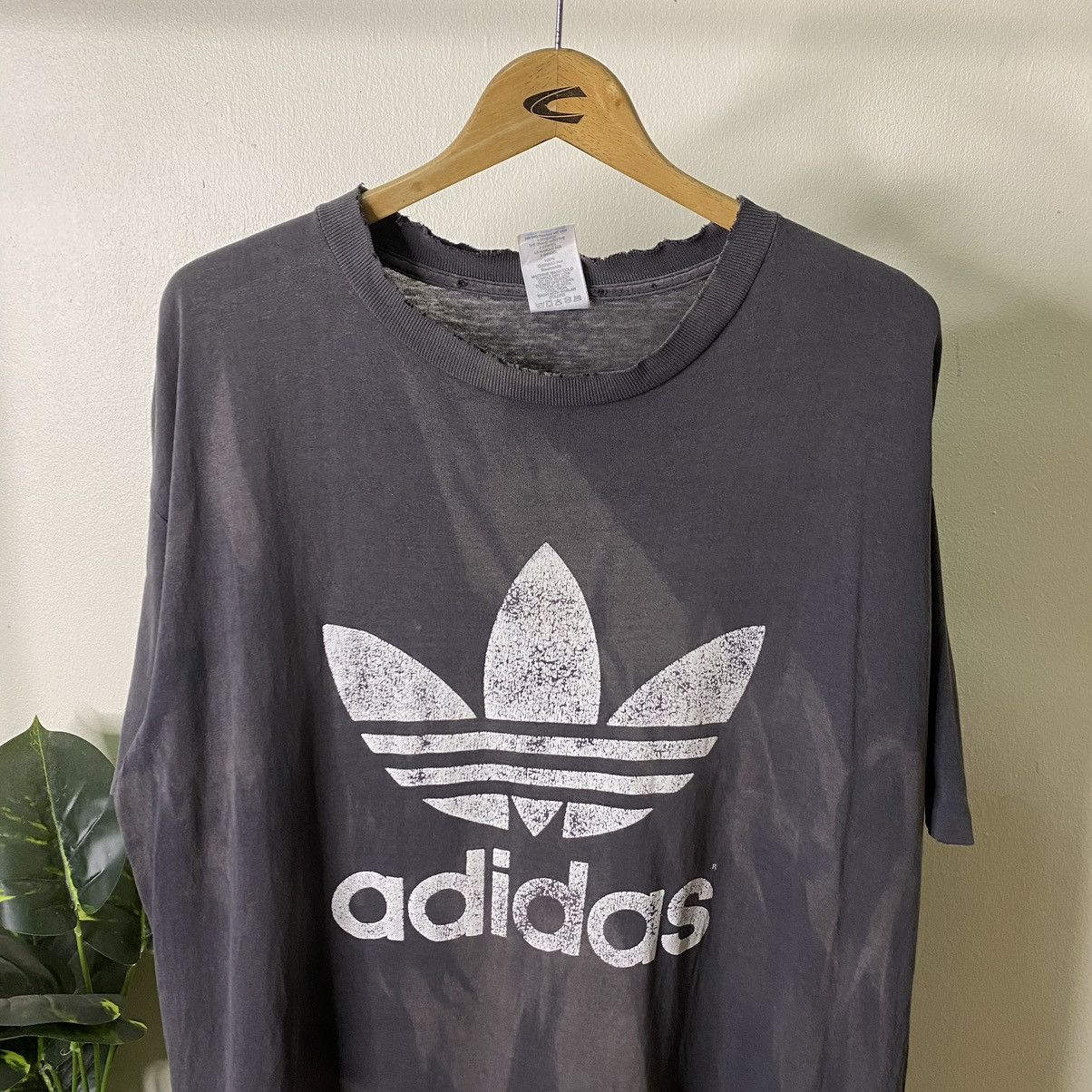 Adidas × Vintage 1990s Adidas Double Sided Logo Distressed Sunfaded Tee Size US XL / EU 56 / 4 - 2 Thumbnail