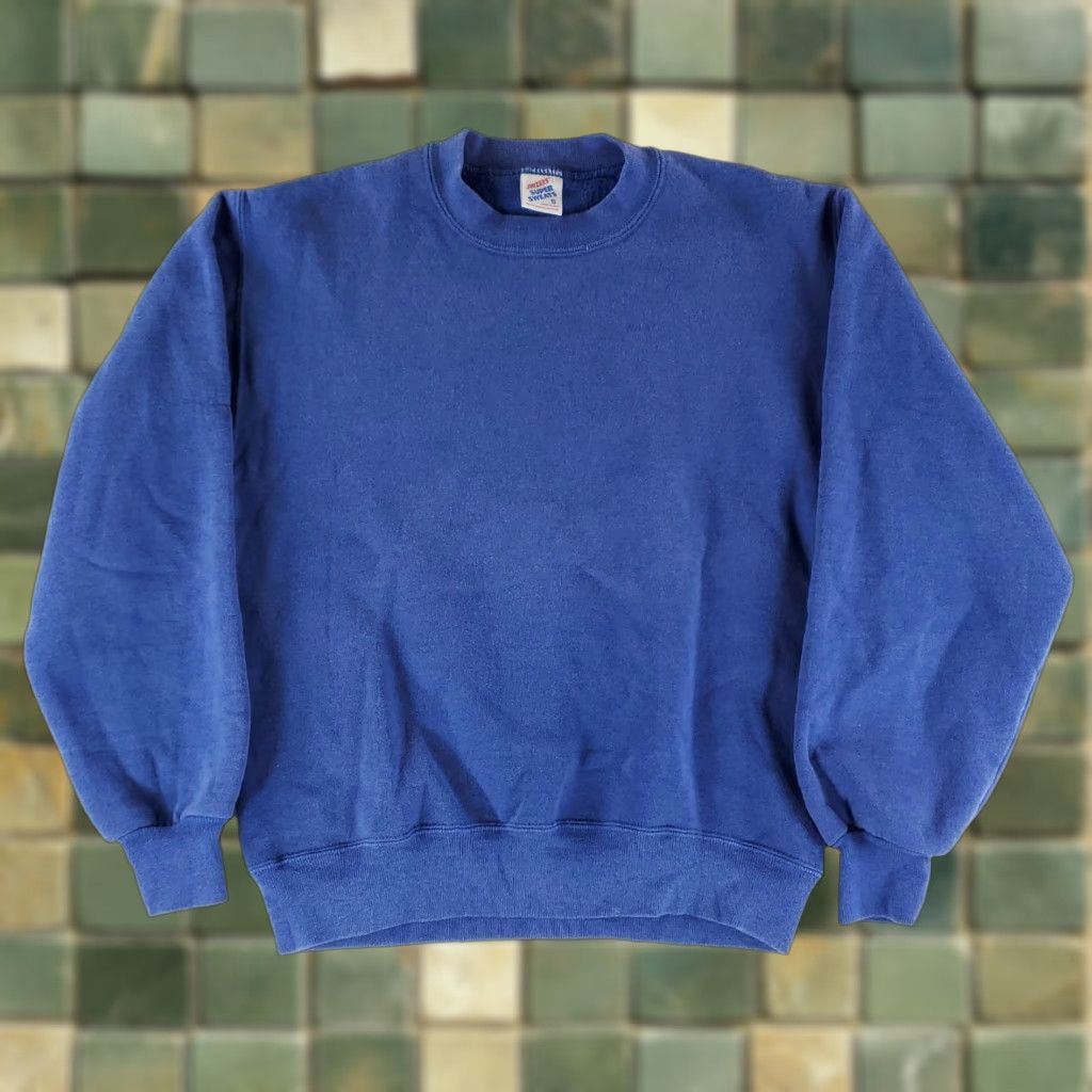 Jerzees VINTAGE Jerzees Super Sweats VTG 90s Crew Neck Sweatshirt Blue Long Sleeve Mens S Size US S / EU 44-46 / 1 - 1 Thumbnail